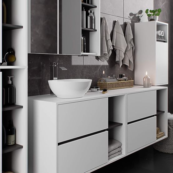 BATHROOM CABINET UNDER SINK WITH HOLES VAMI W90 UM 2SZ 2P WHITE / GRAPHITE GRAY