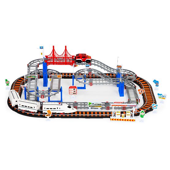 Battery-Powered Train and Car with Two Tracks City 108 Elements