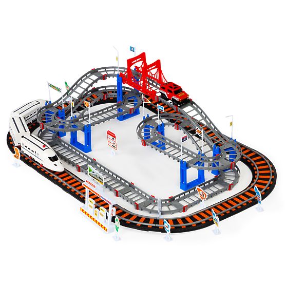 Battery-Powered Train and Car with Two Tracks City 108 Elements