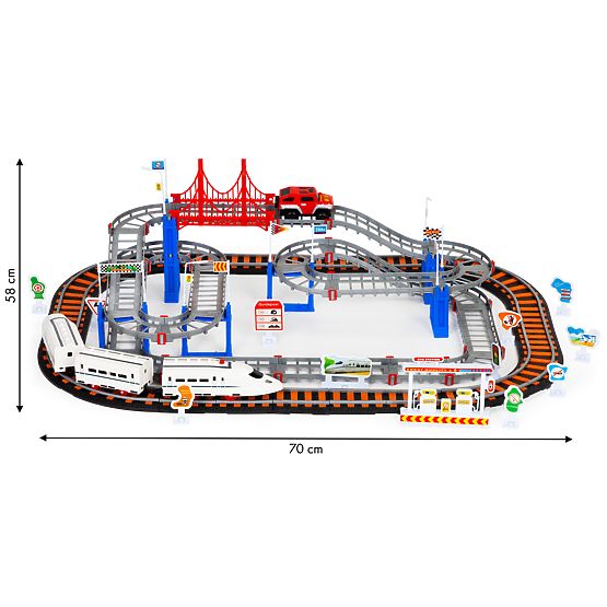 Battery-Powered Train and Car with Two Tracks City 108 Elements