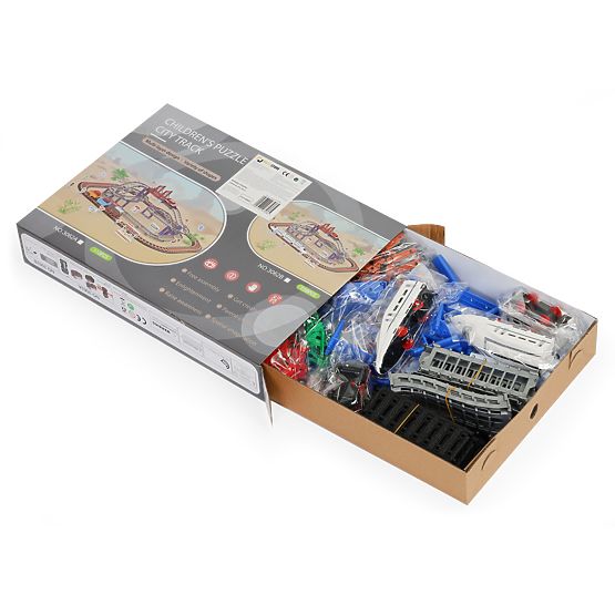 Battery-Powered Train and Car with Two Tracks City 108 Elements