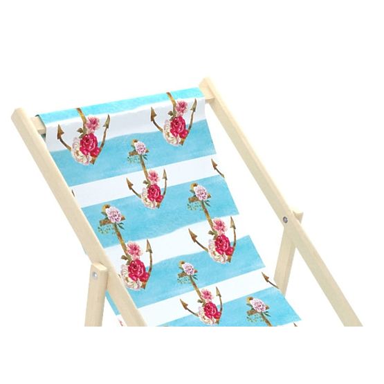 Beach chair Anchors with flowers - blue-white
