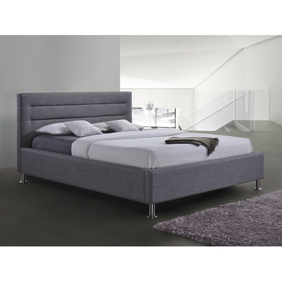 Bed LIDEN 160x200cm gray / chrome