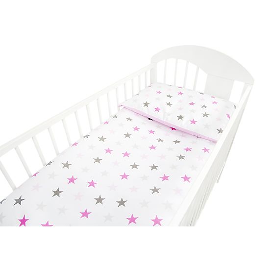 Bed linen set 120x90 cm Stars - pink