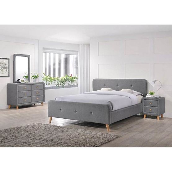 Bed MALMO 160x200cm gray / oak