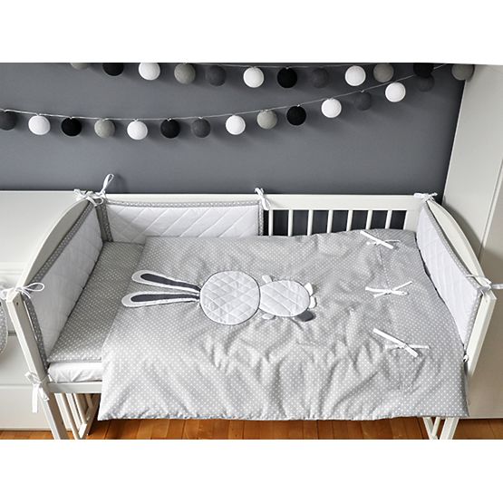Bedding for children 3-piece bunny - grey
