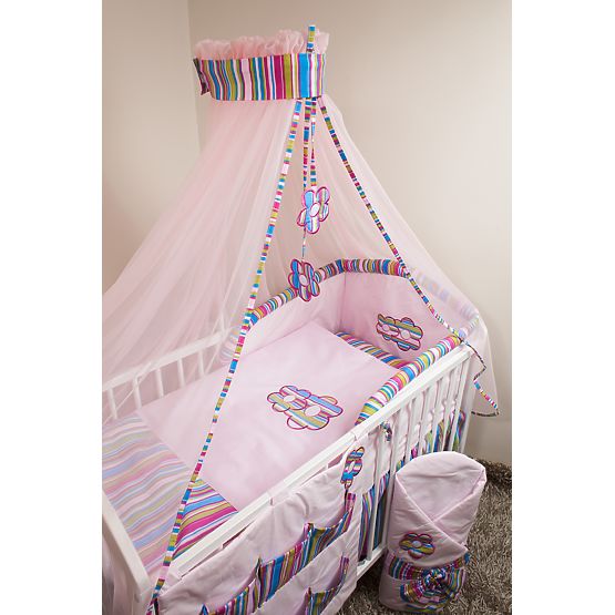bedding set for cribs 120x90 cm Flowers pink