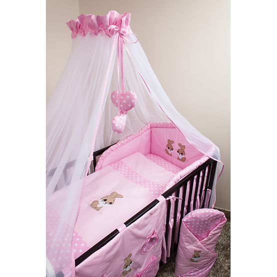 Bedding set for cribs 135x100cm Rabbit pink