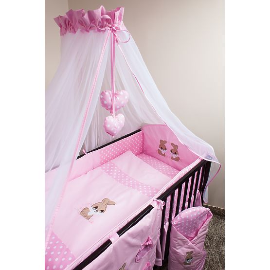 Bedding set for cribs 135x100cm Rabbit pink