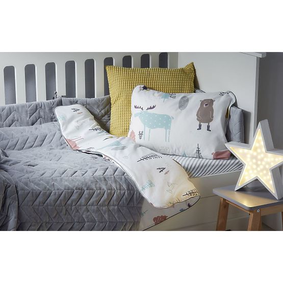 Bedding with filling In the woods