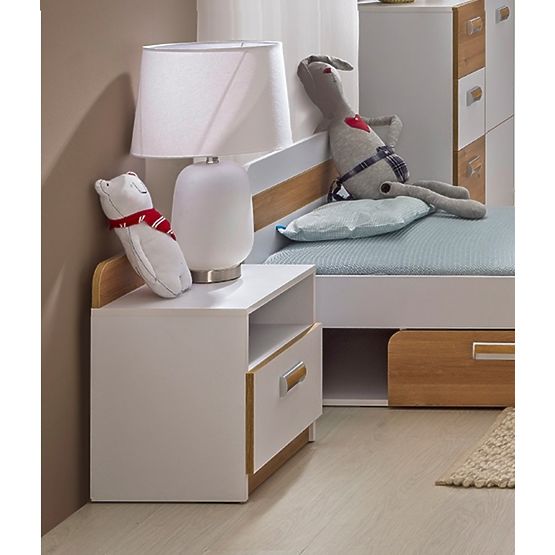 Bedside table L12 - white / oak nash