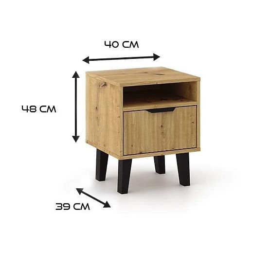 Bedside Table Scandi 1S SLIM ARTISAN OAK