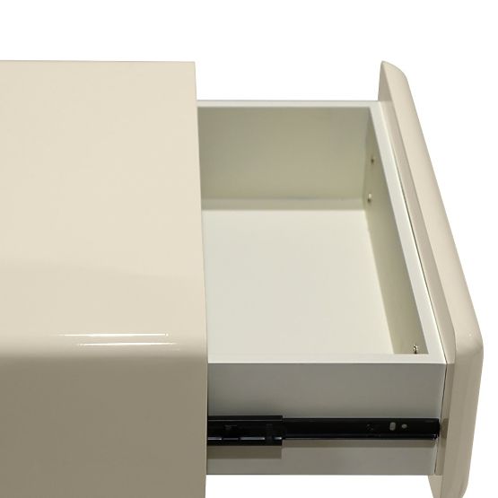 Bedside Table with Drawer Blush, Cream White, Glossy, Arched Shape