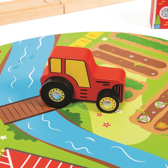 Bigjigs Rail Wooden train track with country road 80 parts