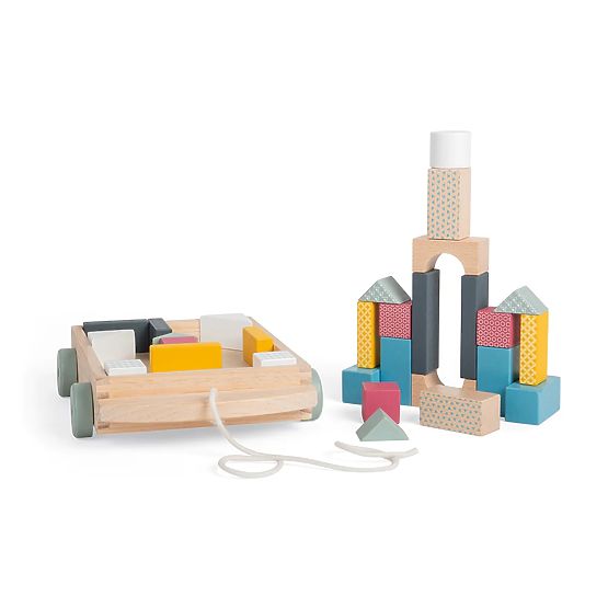 Bigjigs Toys Cart with Wooden Blocks
