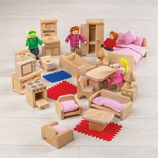 Bigjigs Toys Dollhouse Furniture and Family Figures Set