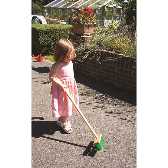 Bigjigs Toys Garden broom with long handle green