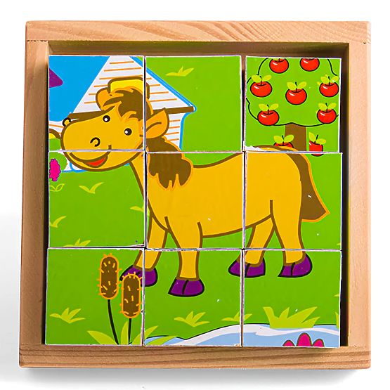 Bigjigs Toys Picture Blocks Cubes Animals 9 Blocks