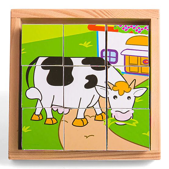 Bigjigs Toys Picture Blocks Cubes Animals 9 Blocks