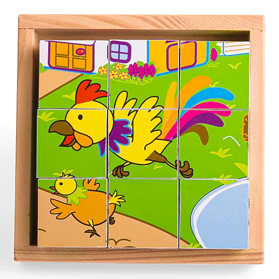 Bigjigs Toys Picture Blocks Cubes Animals 9 Blocks
