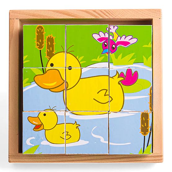 Bigjigs Toys Picture Blocks Cubes Animals 9 Blocks