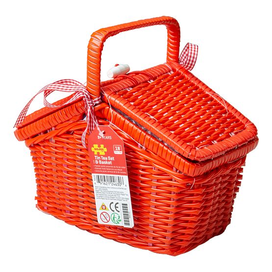 Bigjigs Toys Polka Dot Tea Set in Picnic Basket