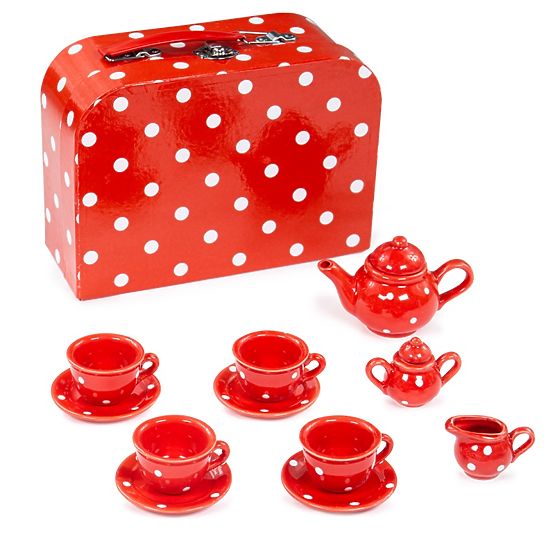 Bigjigs Toys Red Polka Dot Tea Set