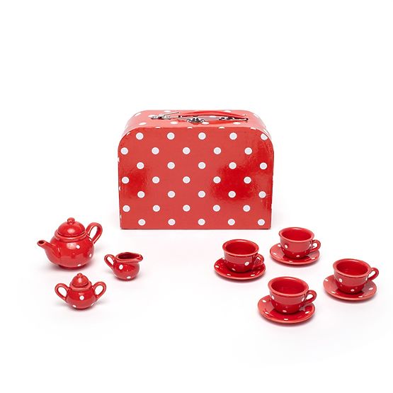 Bigjigs Toys Red Polka Dot Tea Set