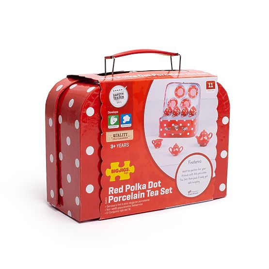 Bigjigs Toys Red Polka Dot Tea Set
