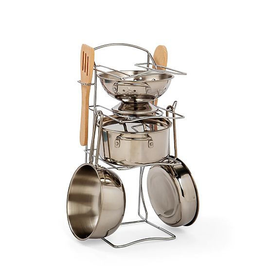 Bigjigs Toys Stand with 8-piece Cookware Set