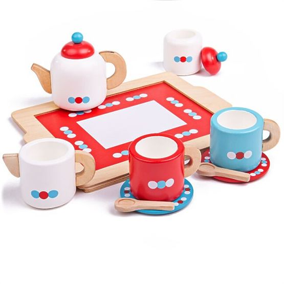 Bigjigs Toys Tea Set with Polka Dots