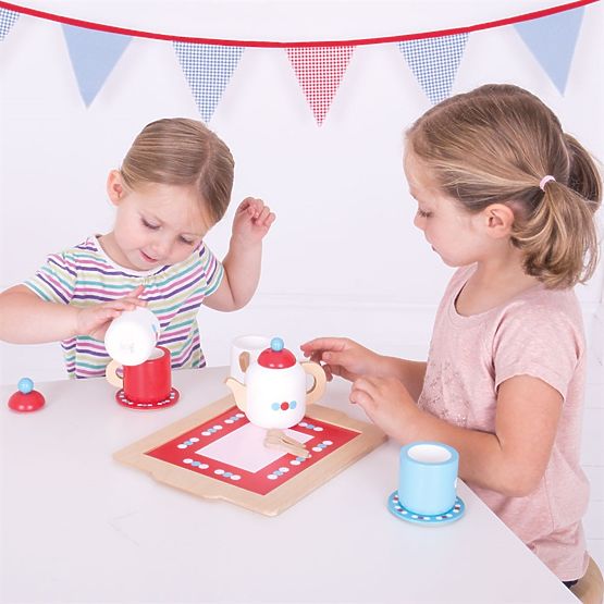 Bigjigs Toys Tea Set with Polka Dots