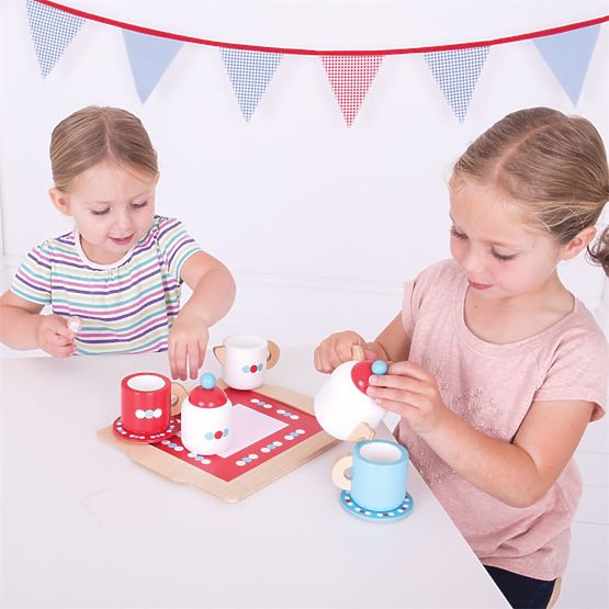 Bigjigs Toys Tea Set with Polka Dots