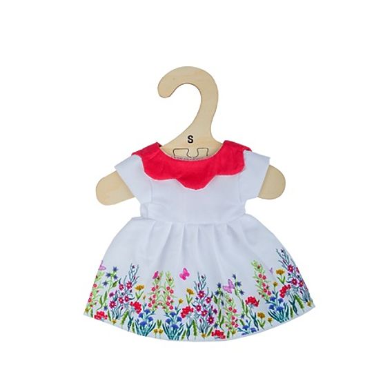 Bigjigs Toys White Floral Dress with Red Collar for 25 cm Doll