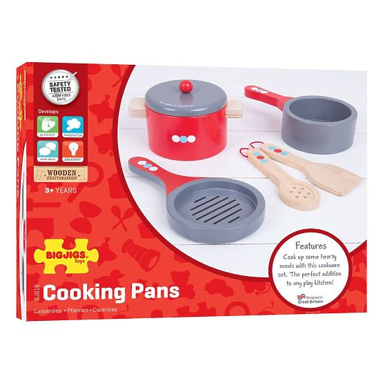 Bigjigs Toys Wooden Dish Set with Polka Dots