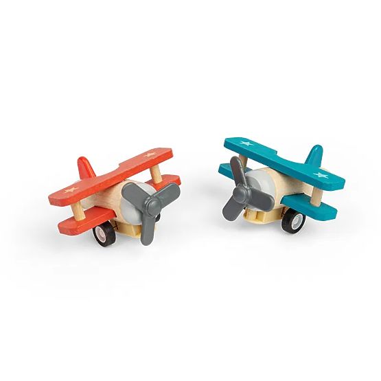 Bigjigs Toys Wooden Wind-Up Biplane 1 pc