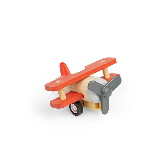 Bigjigs Toys Wooden Wind-Up Biplane 1 pc