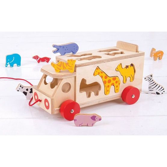 Bigjigs slot machine, truck with animals