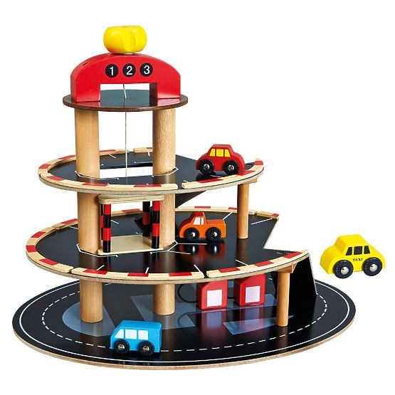 Bino Wooden Parking Garage with Elevator and 4 Cars