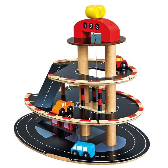 Bino Wooden Parking Garage with Elevator and 4 Cars