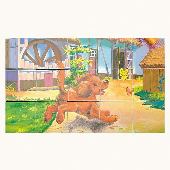 Bino Wooden Picture Blocks Farm Animals 15 Pieces