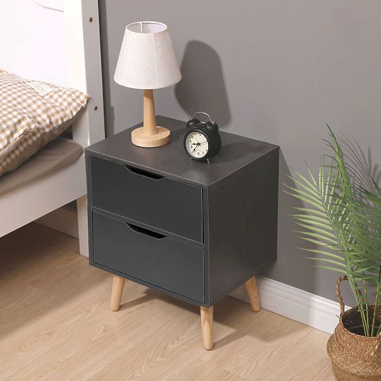 Black bedside table NORLA