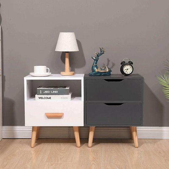 Black bedside table NORLA