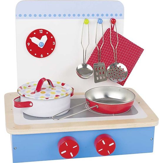 Blue stove with accessories