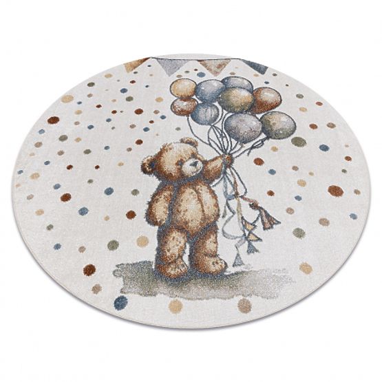 BONO 9614 Round Rug Bear, Balloons Cream / Light Gray