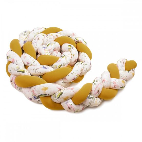 Braid mantinel 360 cm - mustard / flower print
