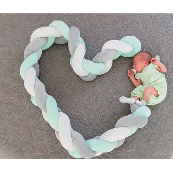 Braided guardrail 240 cm - mint with gray