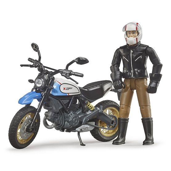 Bruder 63051 BWORLD Motorcycle Scrambler Ducati Cafe Racer with Rider