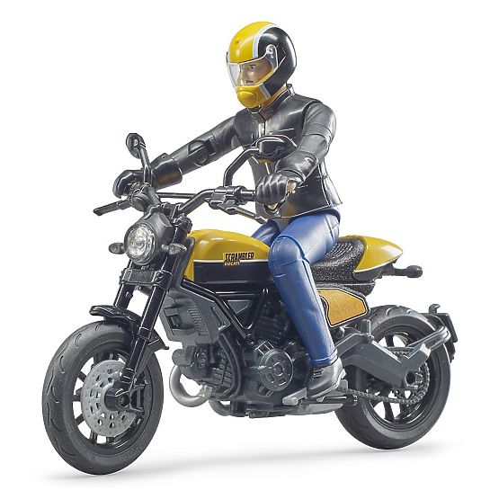 Bruder 63053 BWORLD Motorcycle Scrambler Ducati Cafe Racer with Rider