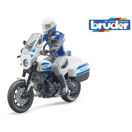 Bruder BWORLD Police Motorcycle Ducati Scrambler with Rider